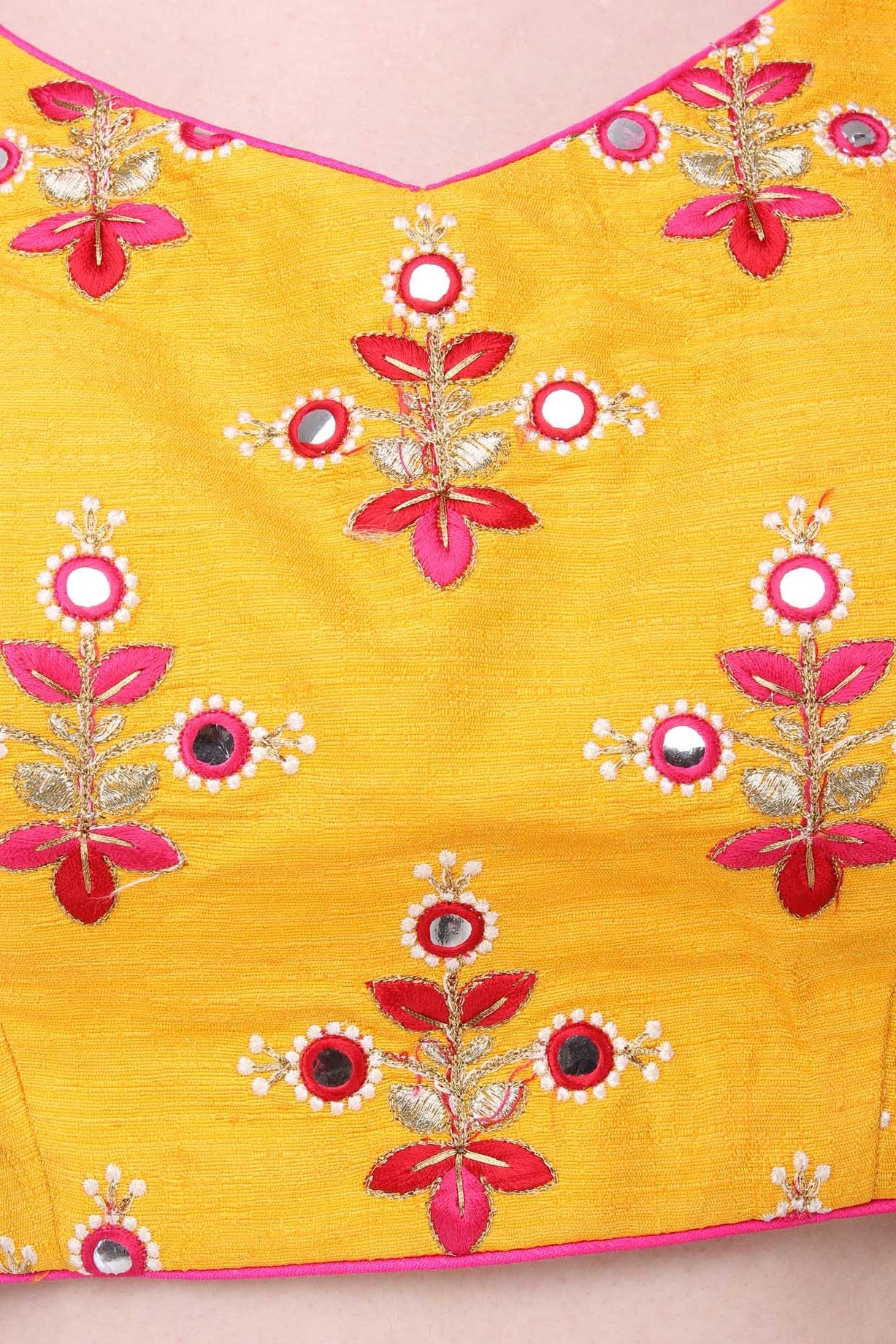 Mustard Blouse Mustard Lehenga Pink Dupatta