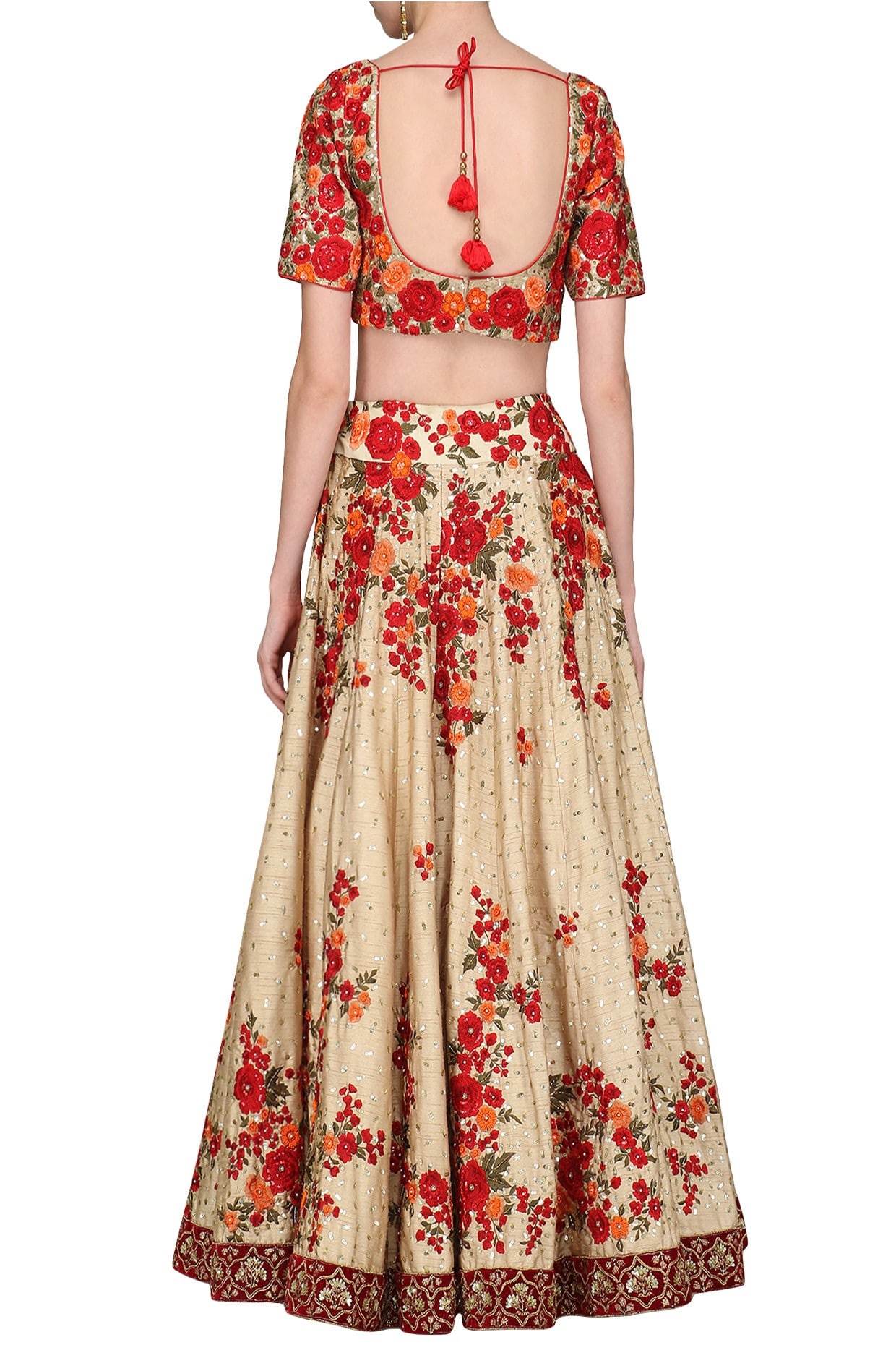 Maroon Floral Lehenga