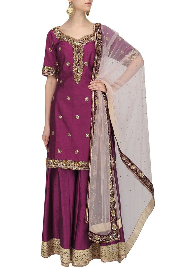 Wine Rosepink Sharara set