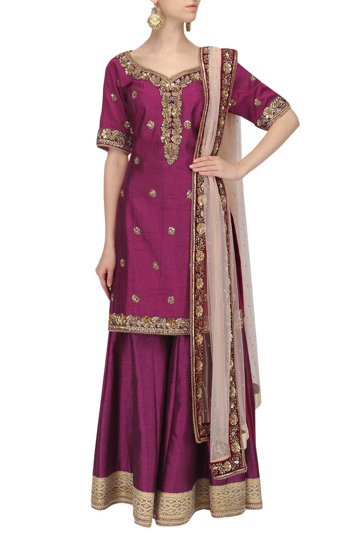 Wine Rosepink Sharara set