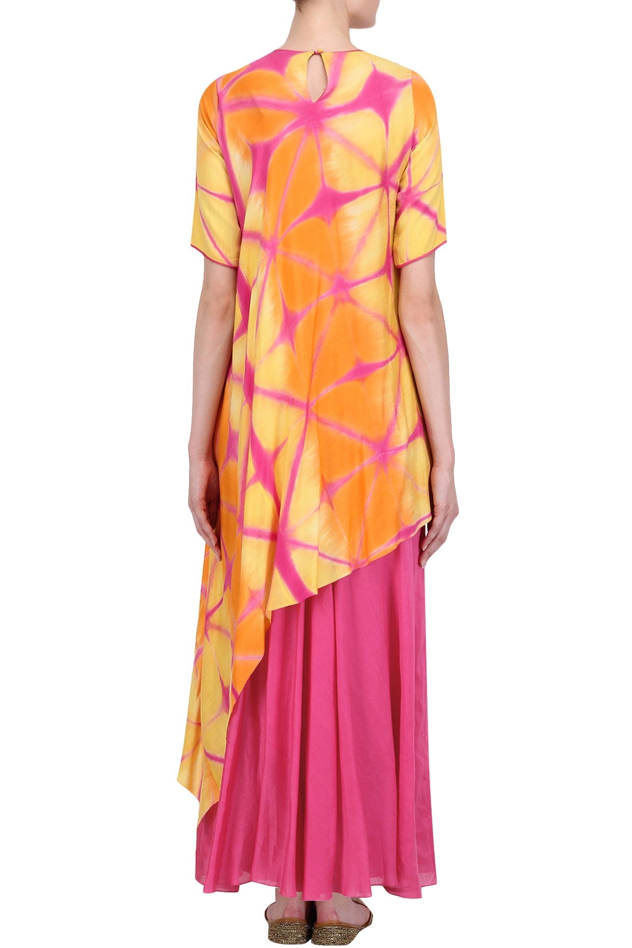 Pink &amp; Yellow Shibori Dress