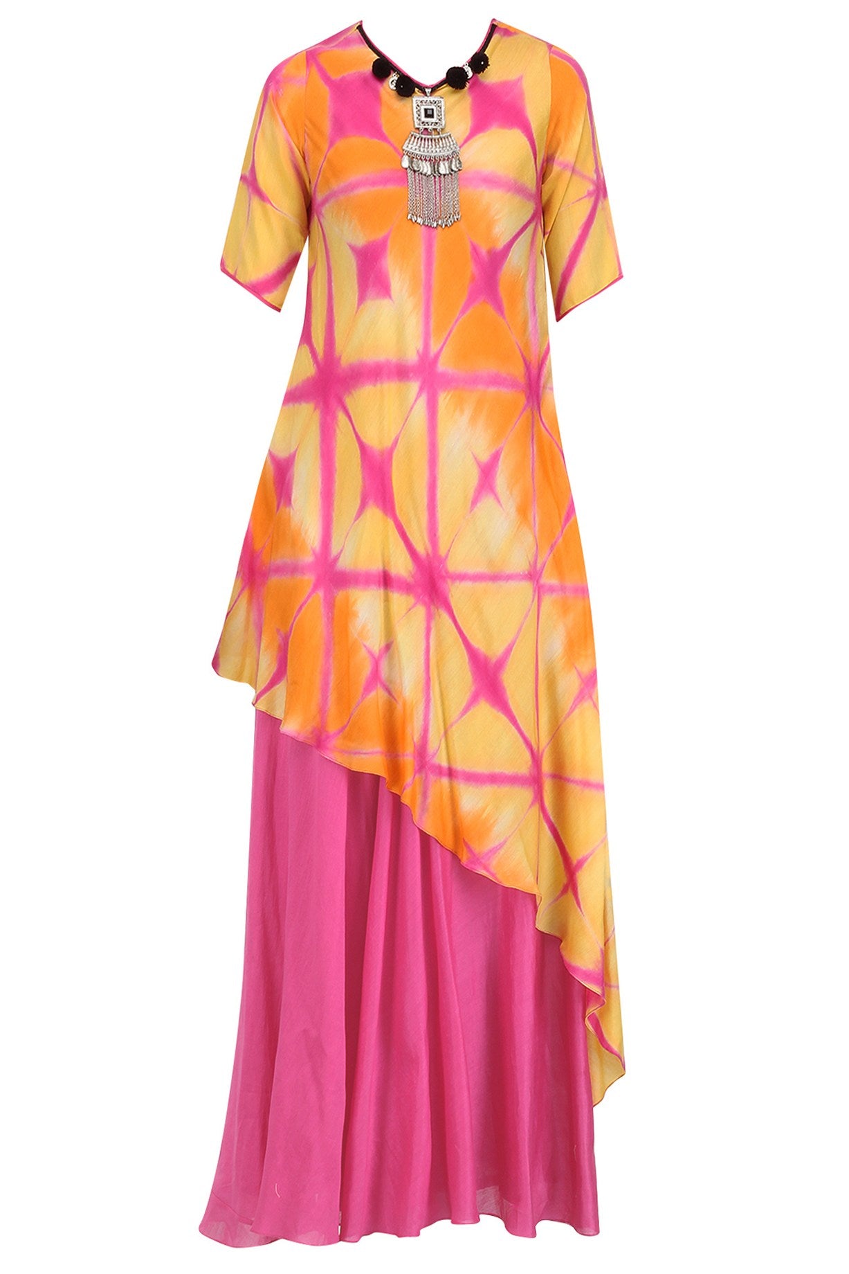 Pink &amp; Yellow Shibori Dress