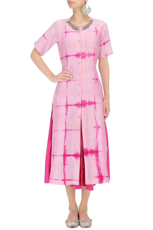 Pink &amp; White Shibori Dress