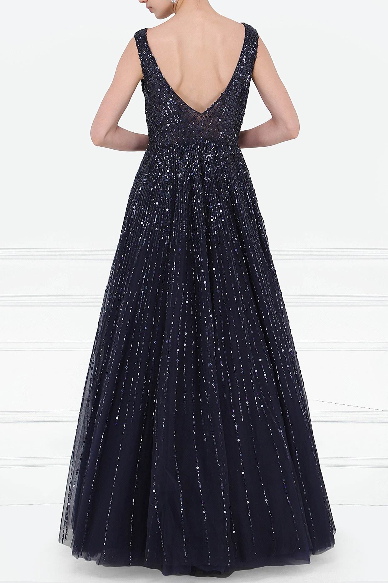 Navy Blue Embroidered Gown