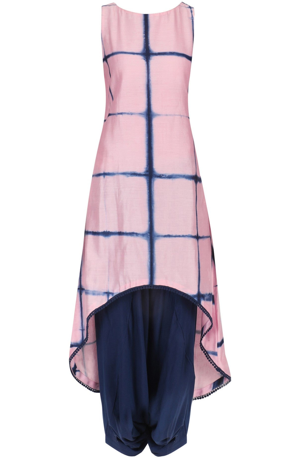 Baby Pink &amp; Blue Shirt With Blue Dhoti &amp; Neck Piece