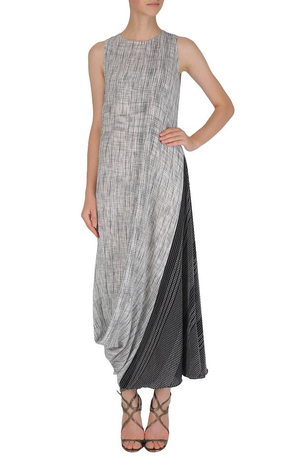 Grey and Black Drape Dress