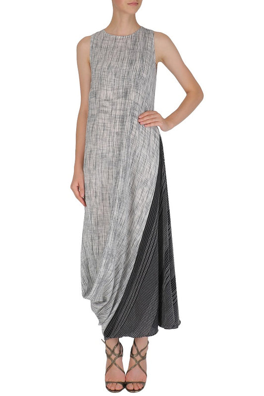 Grey and Black Drape Dress