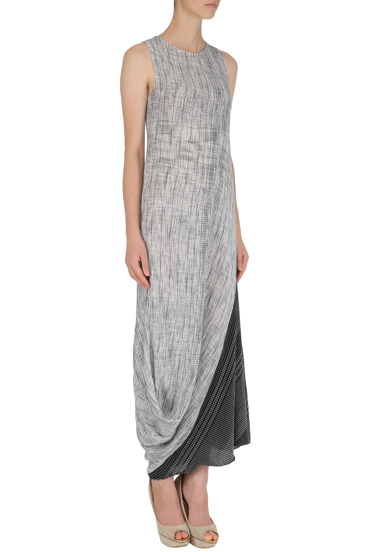 Grey and Black Drape Dress