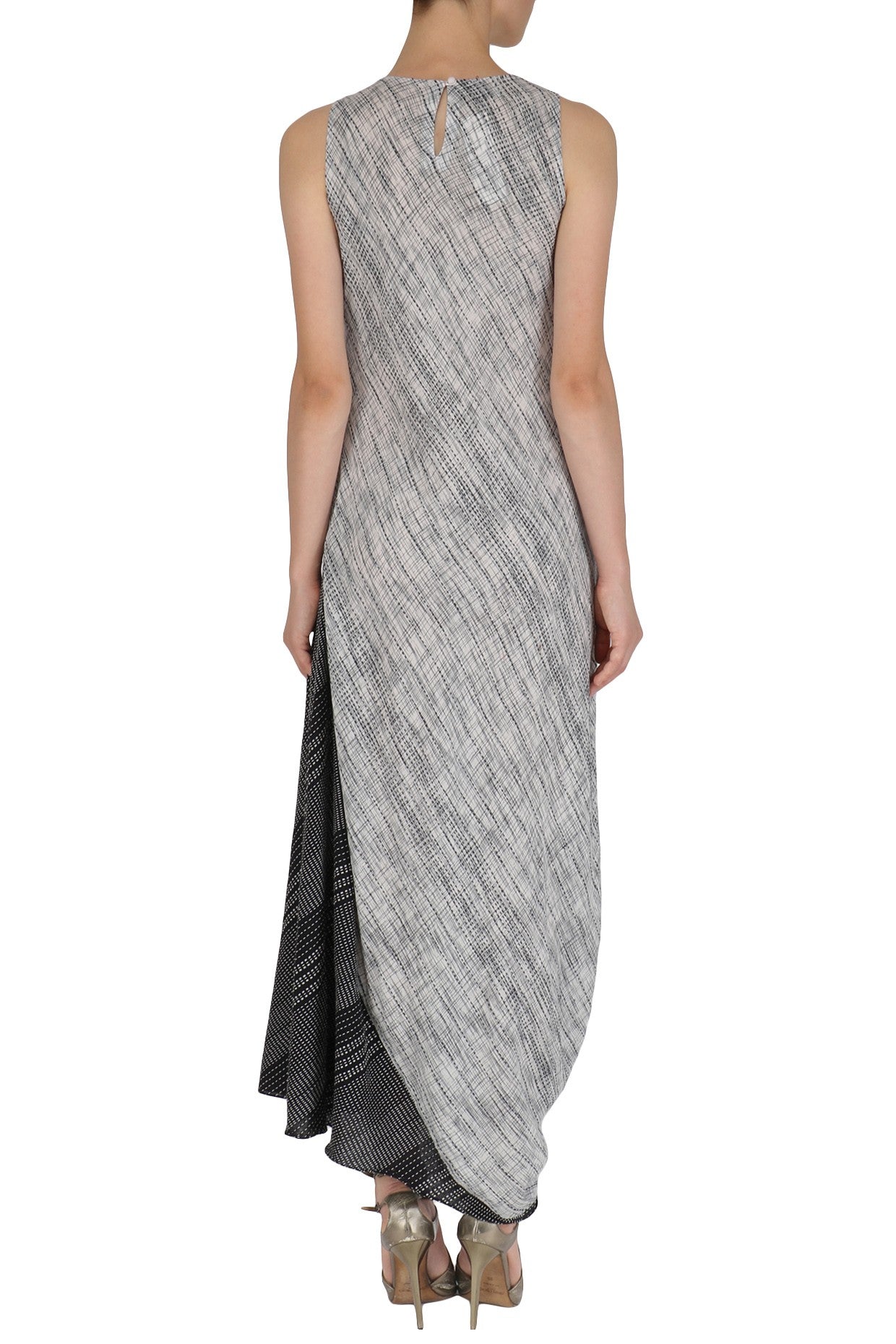 Grey and Black Drape Dress