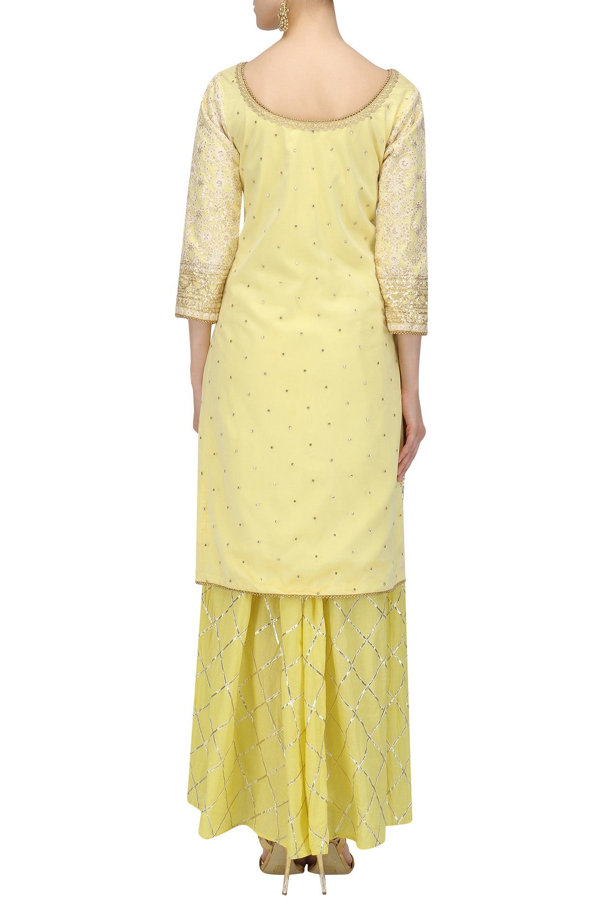 Lemon Yellow Kurta &amp; Sharara With Dupatta