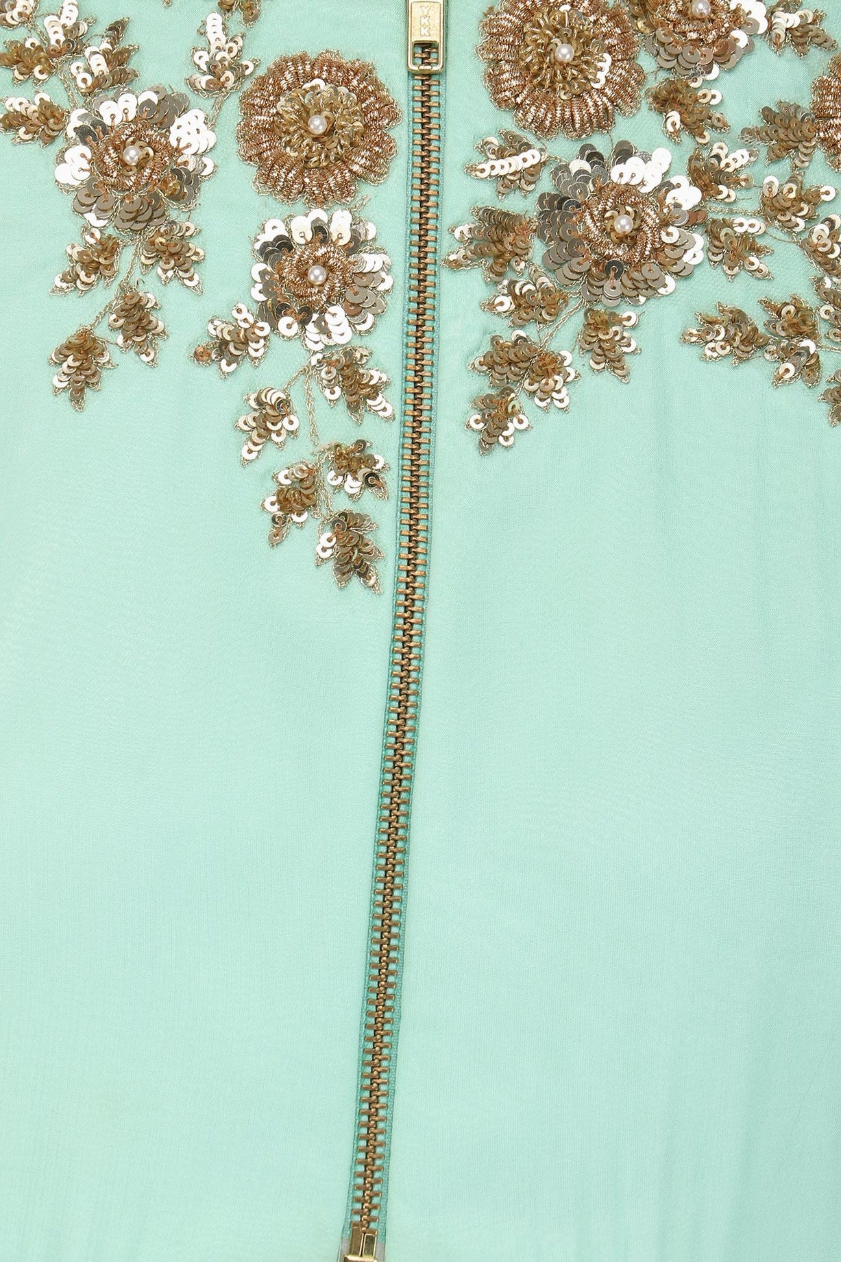 Aqua Flat Chiffon Jacket with Aqua Sharara