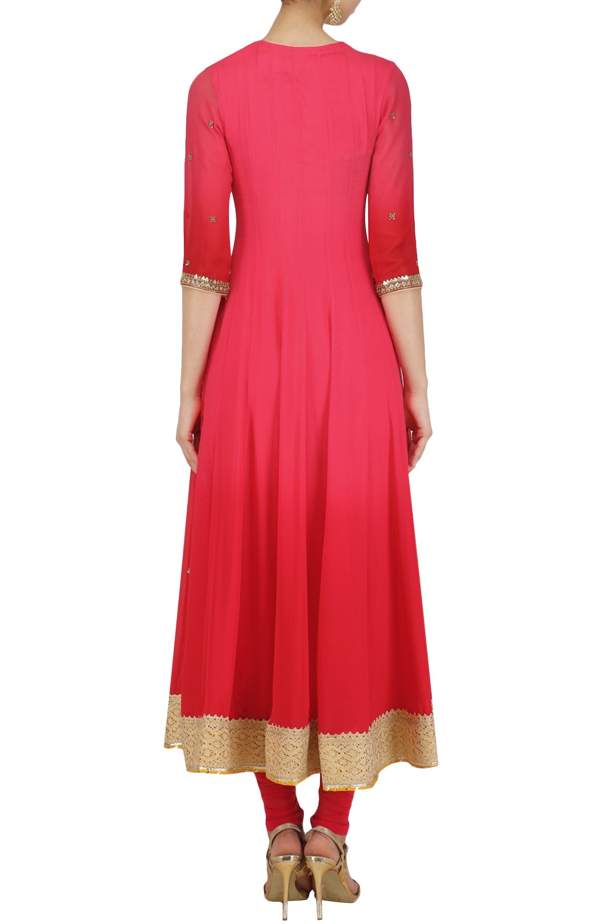 Coral Omre Anarkali With Mustard Dupatta