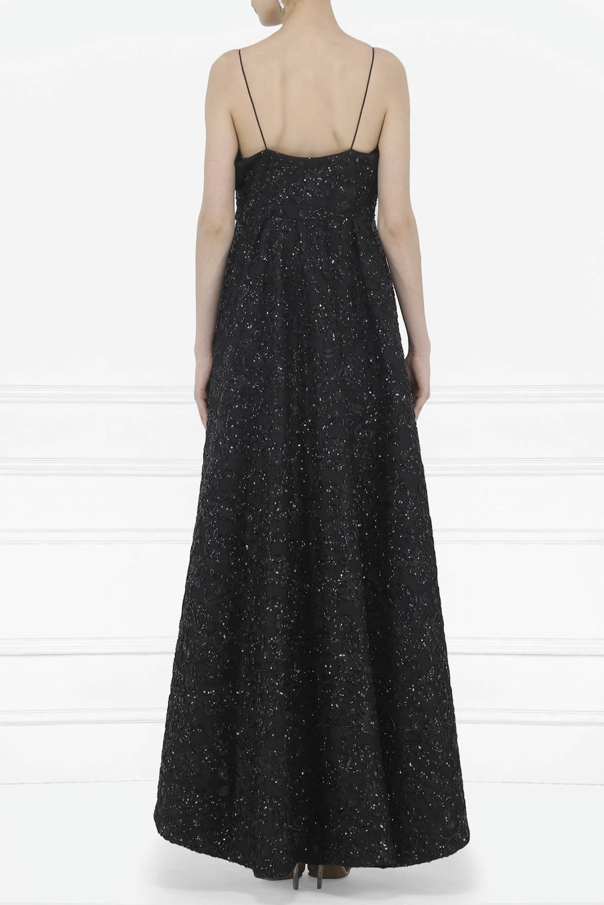 Black Embroidered Tube Gown