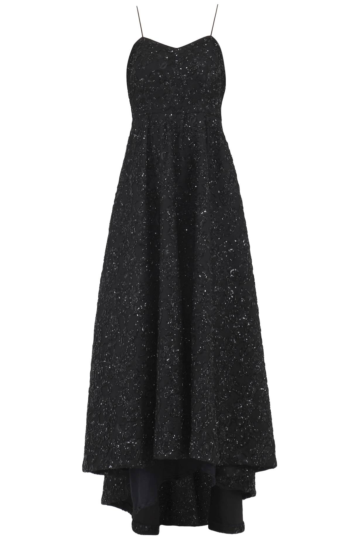 Black Embroidered Tube Gown