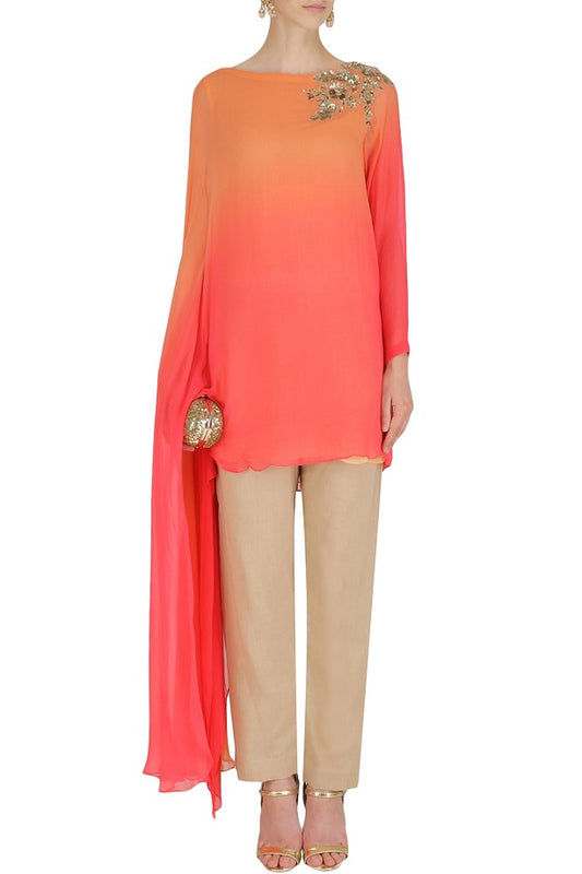 Peach and orange Drape Tunic