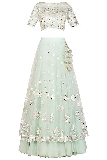 Mint Green Lehenga Comes With Blouse &amp; Dupatta