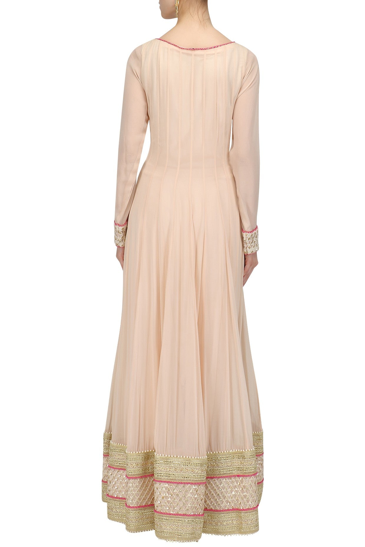 Peach Yoke Anarkali Set