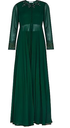 Green Embroidered Jacket With Sharara Pants