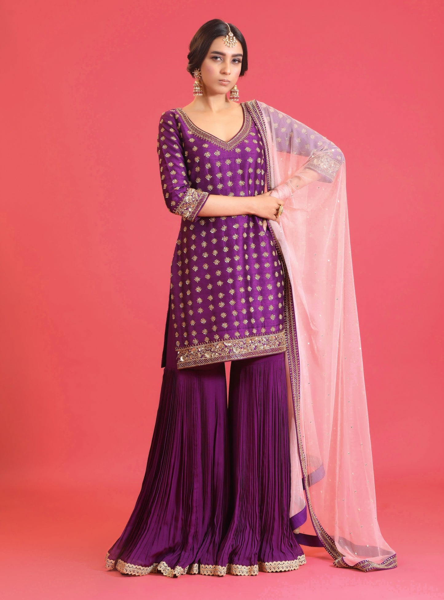 Purple Gharara Set