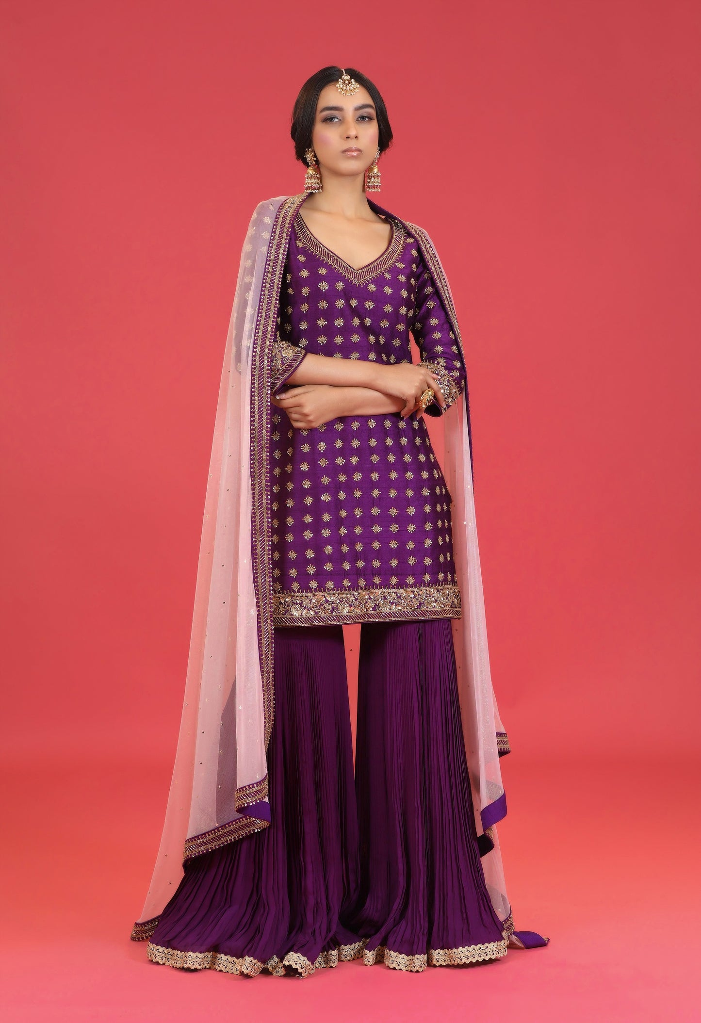 Purple Gharara Set