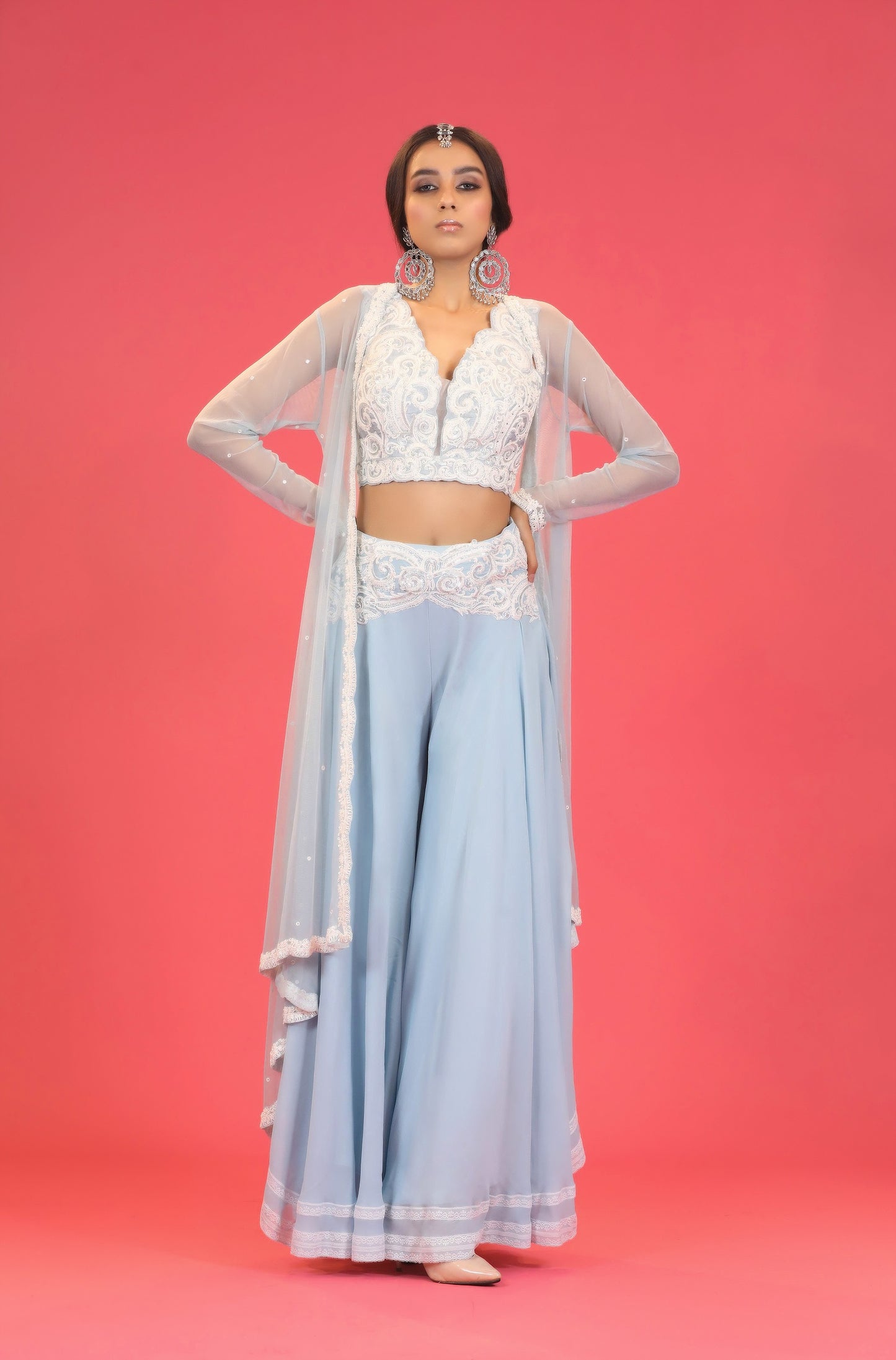 Aqua White Sharara