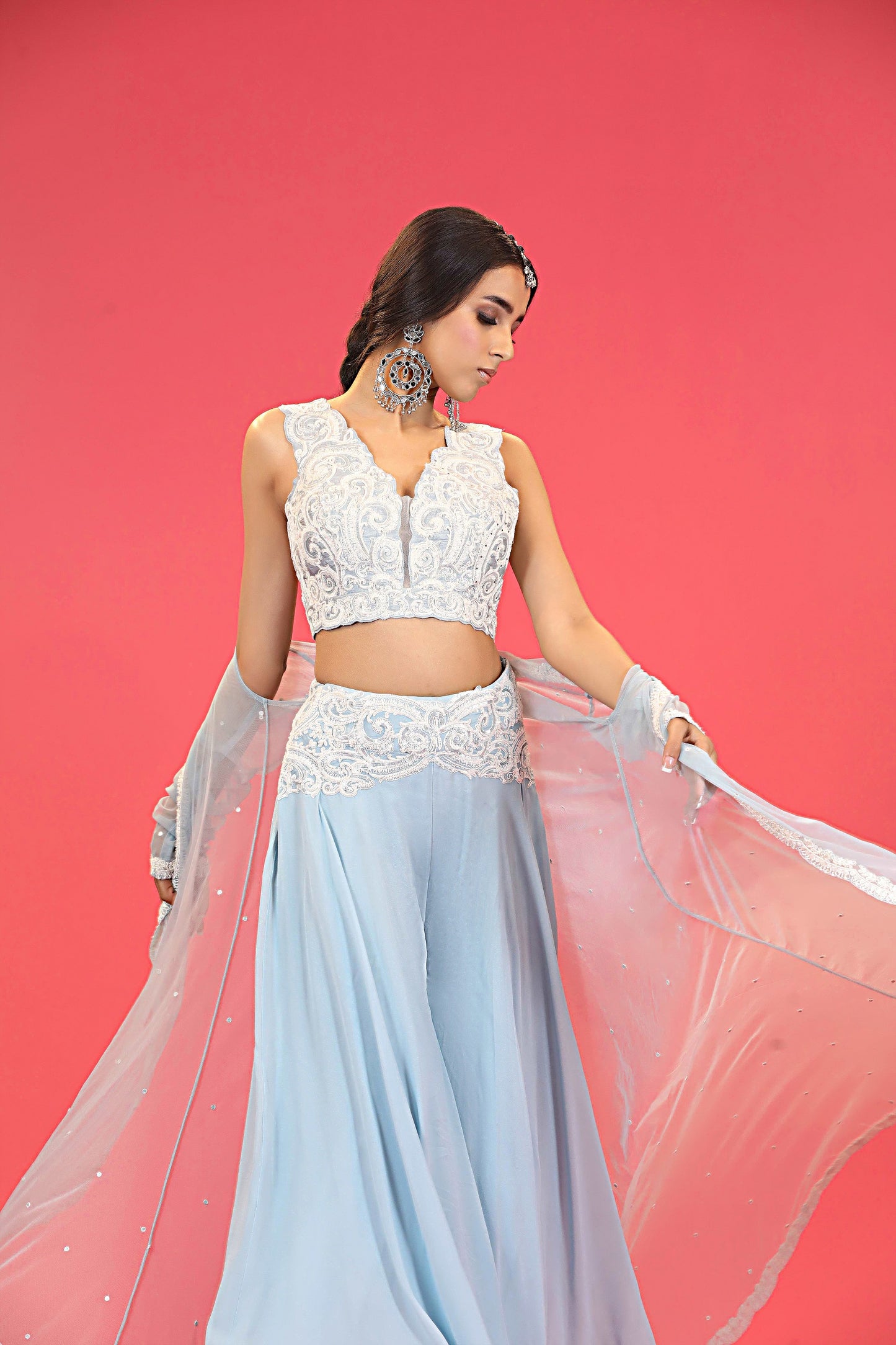 Aqua White Sharara