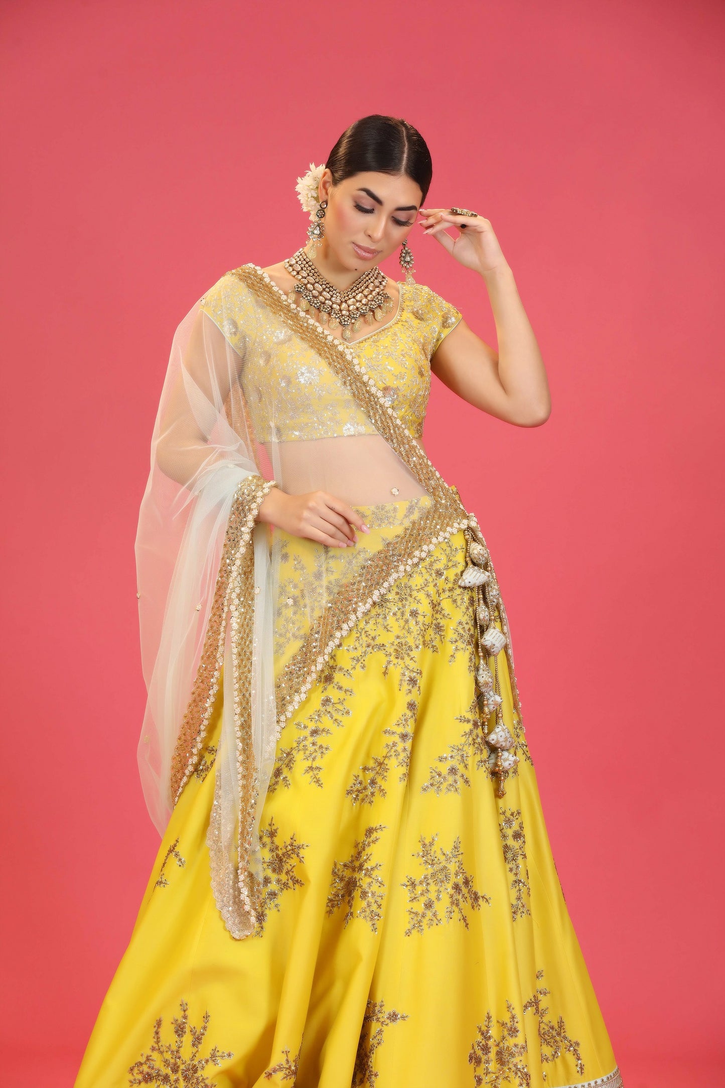 Yellow Chanderi Lehenga