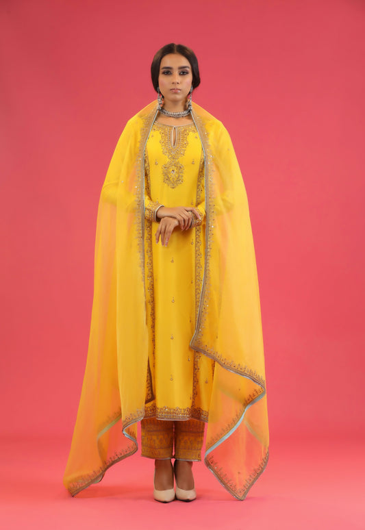 Yellow Chanderi Suit