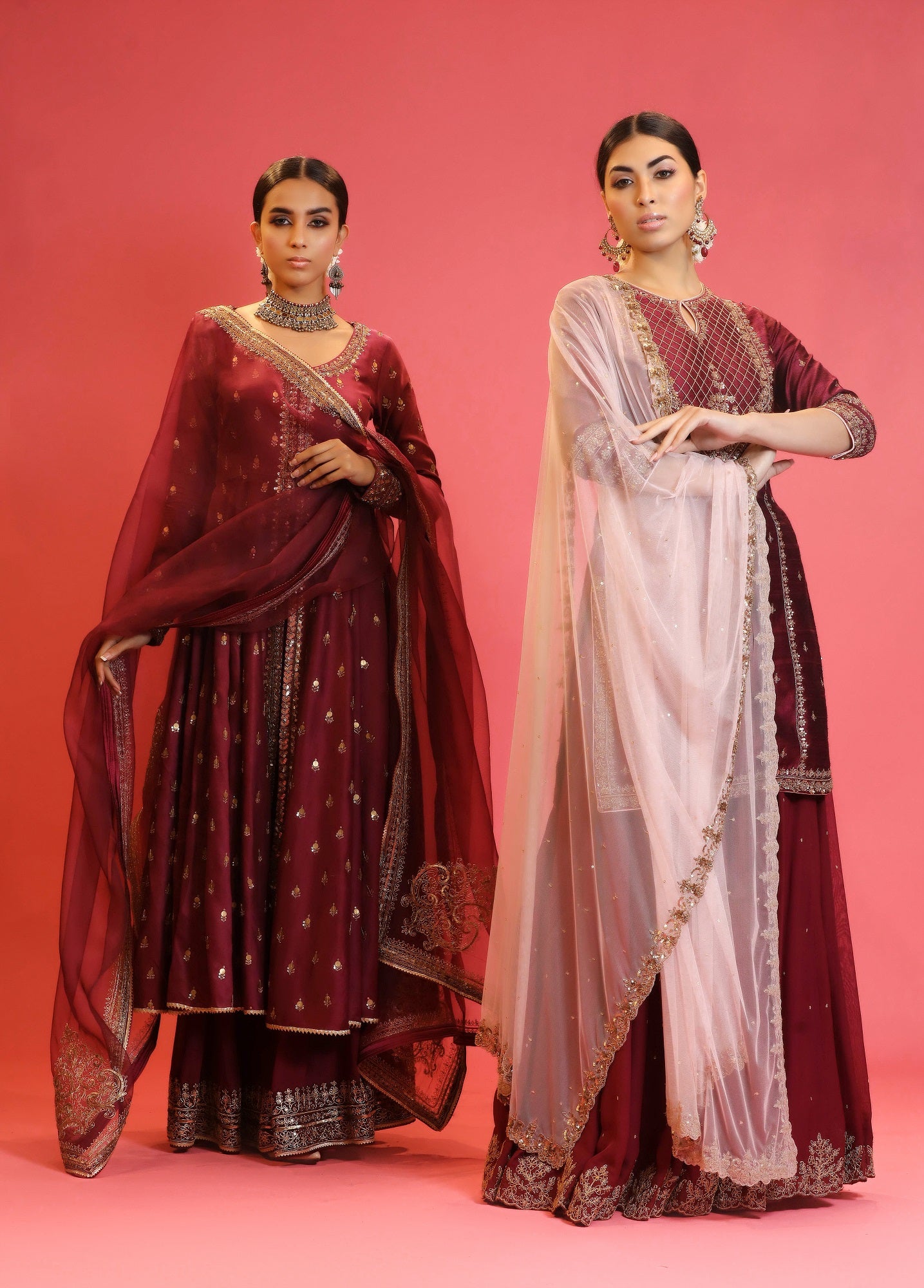 Wine Chanderi Suit