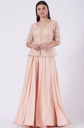 Blush Pink Flat Chiffon Sharara Set