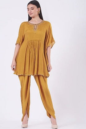 Mustard tunic with dhoti pants set