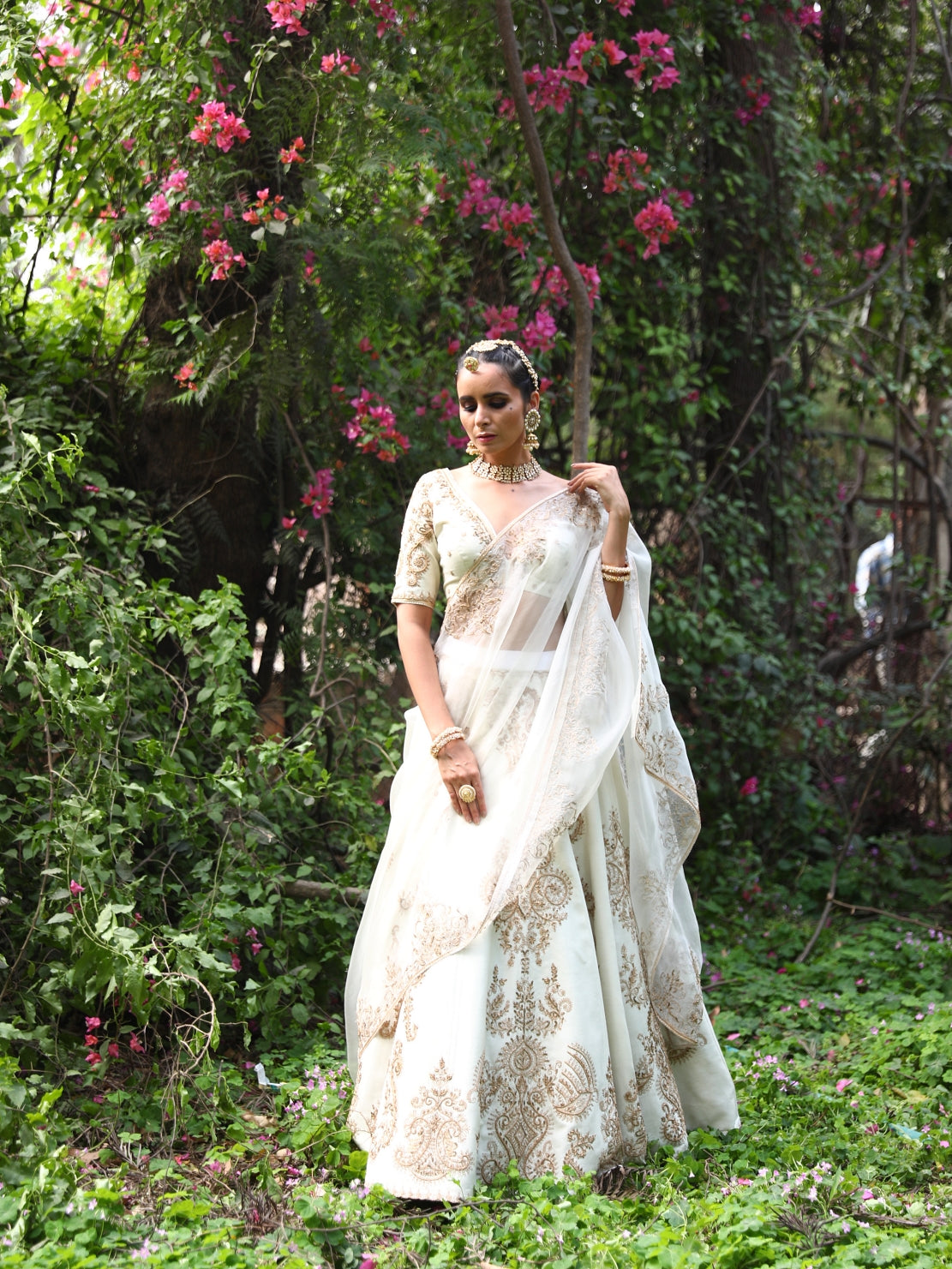 Off-white Chanderi Lehenga Set