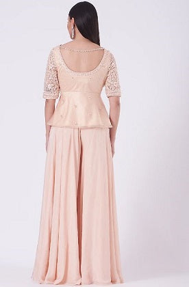 Blush Pink Flat Chiffon Sharara Set