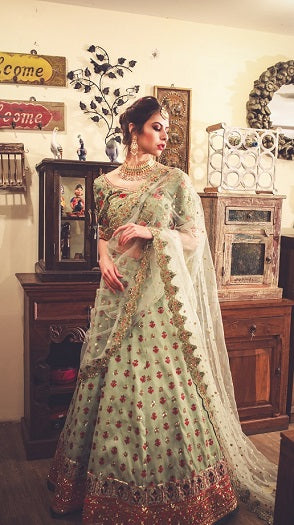 Mint Floral Lehenga Set